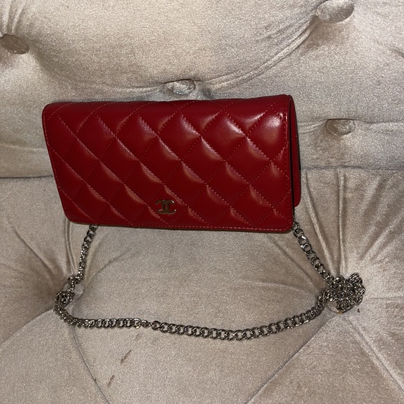 Authentic Chanel red WOC after market chain added - Picture 5 of 11
